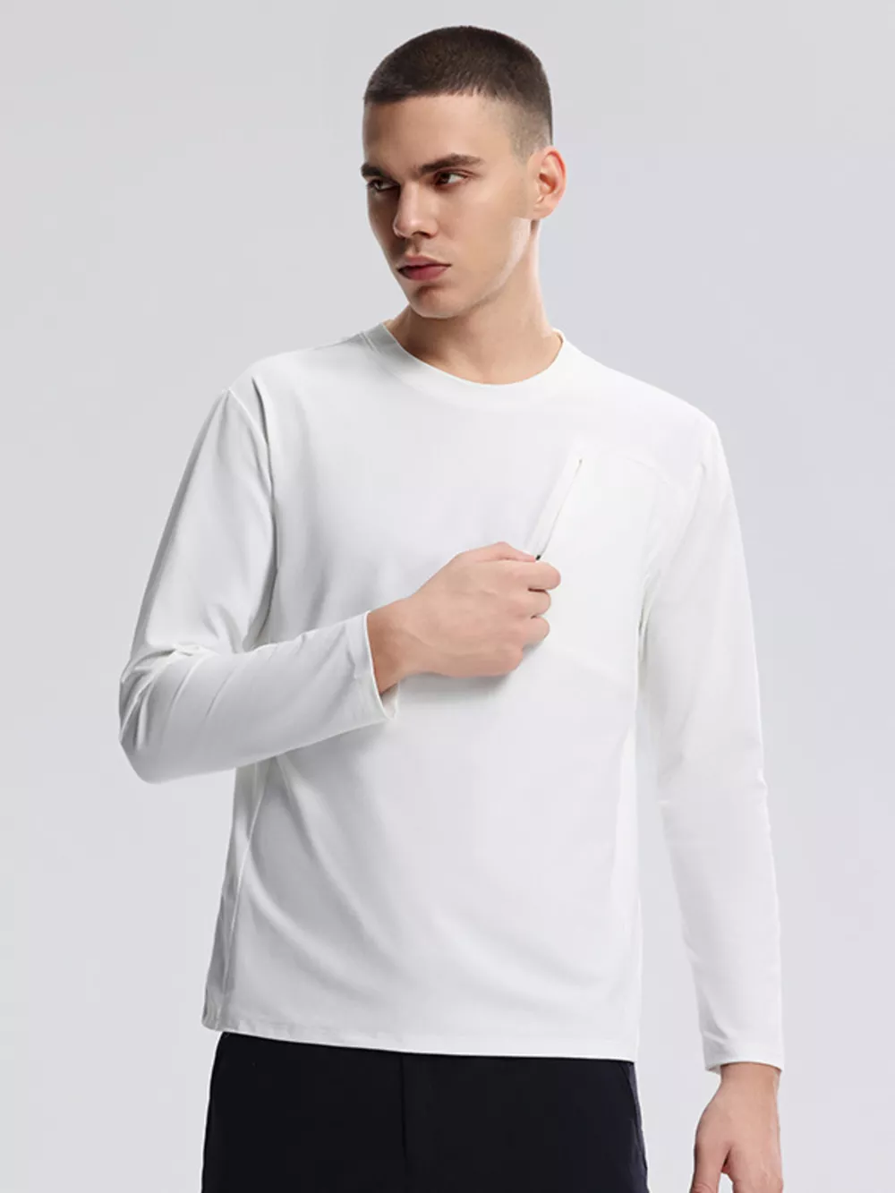 Men's Plus Size Casual Long Sleeve Active Sweatshirt with Zipper Pocket, image 7