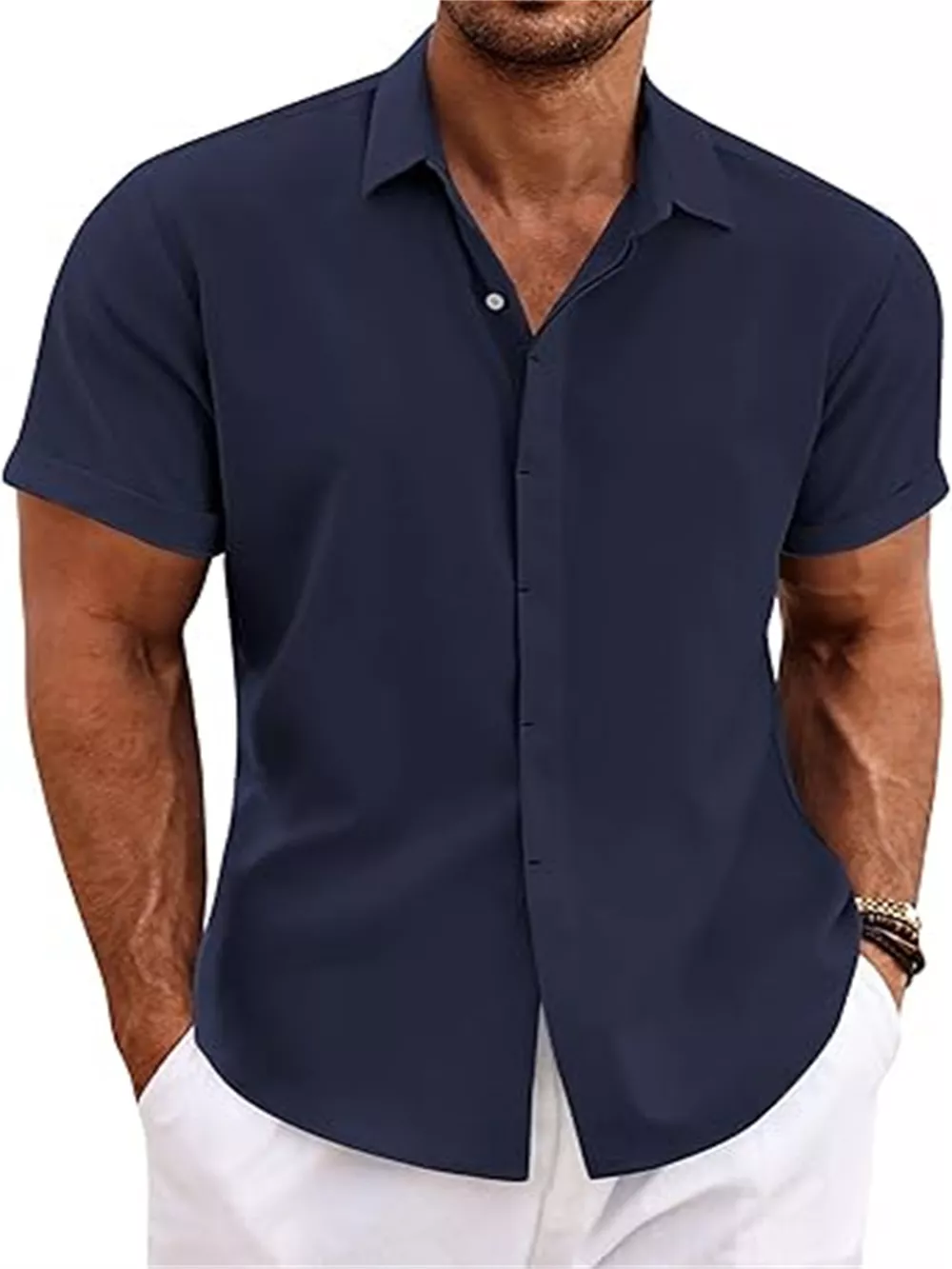 Men's Full Size Casual Short Sleeve Button-Down Shirt Plus Size, image 5