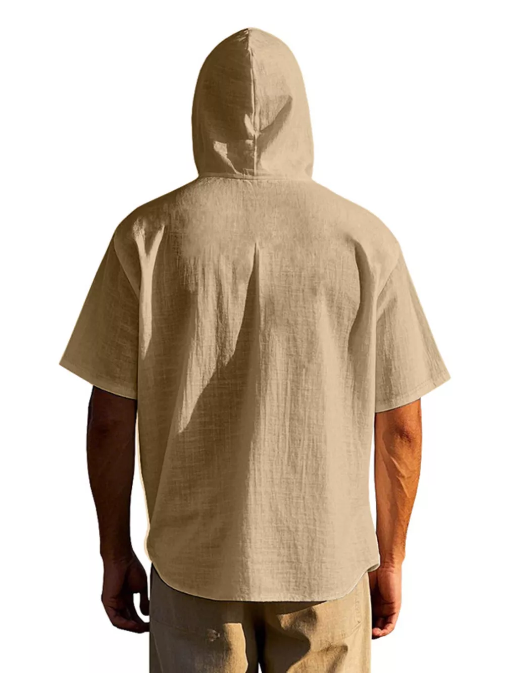Men's Full Size Casual Hooded Short-Sleeve Shirt Plus Size, image 12