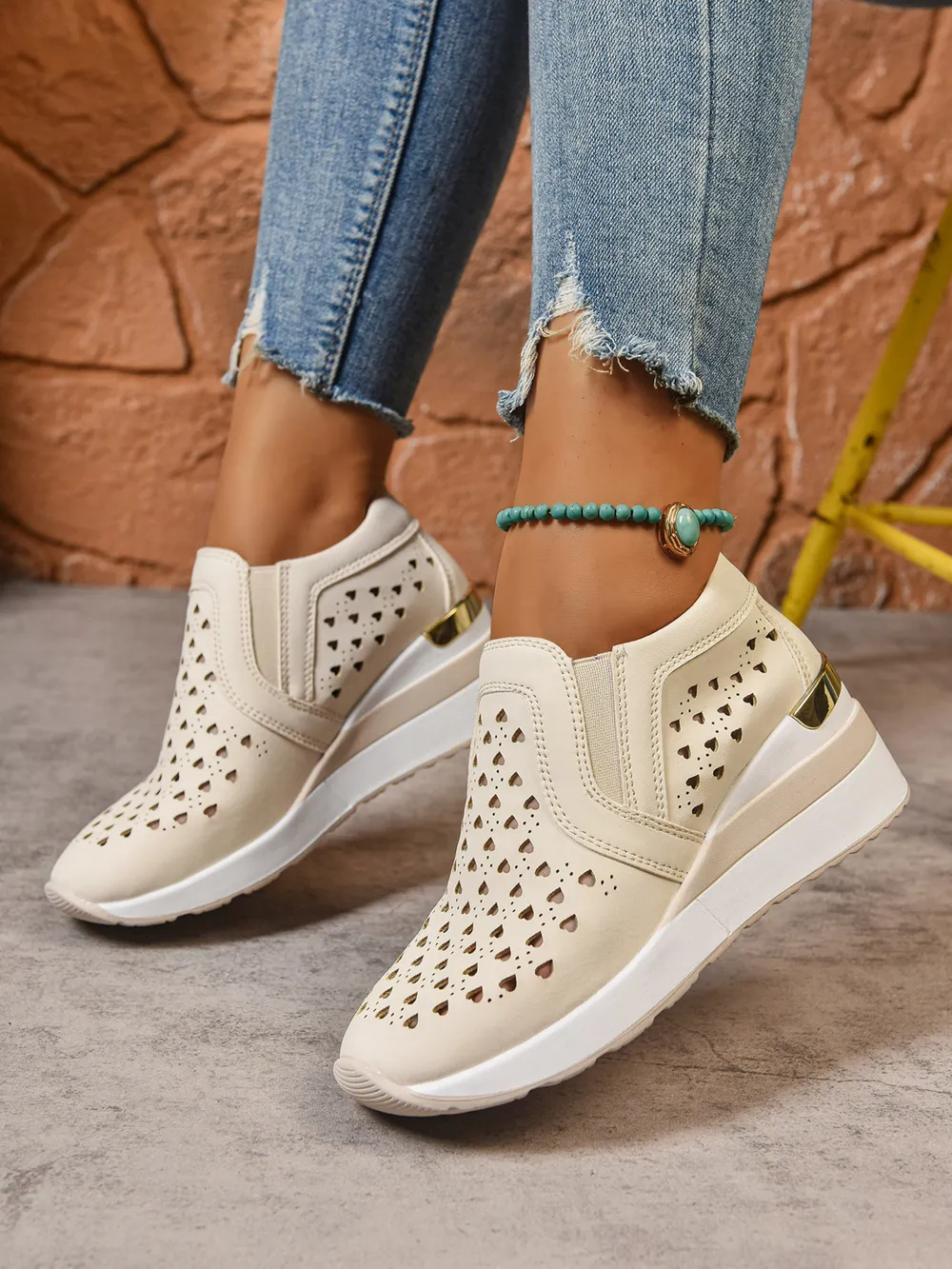 Breathable Cutout Wedge Sneakers, image 15