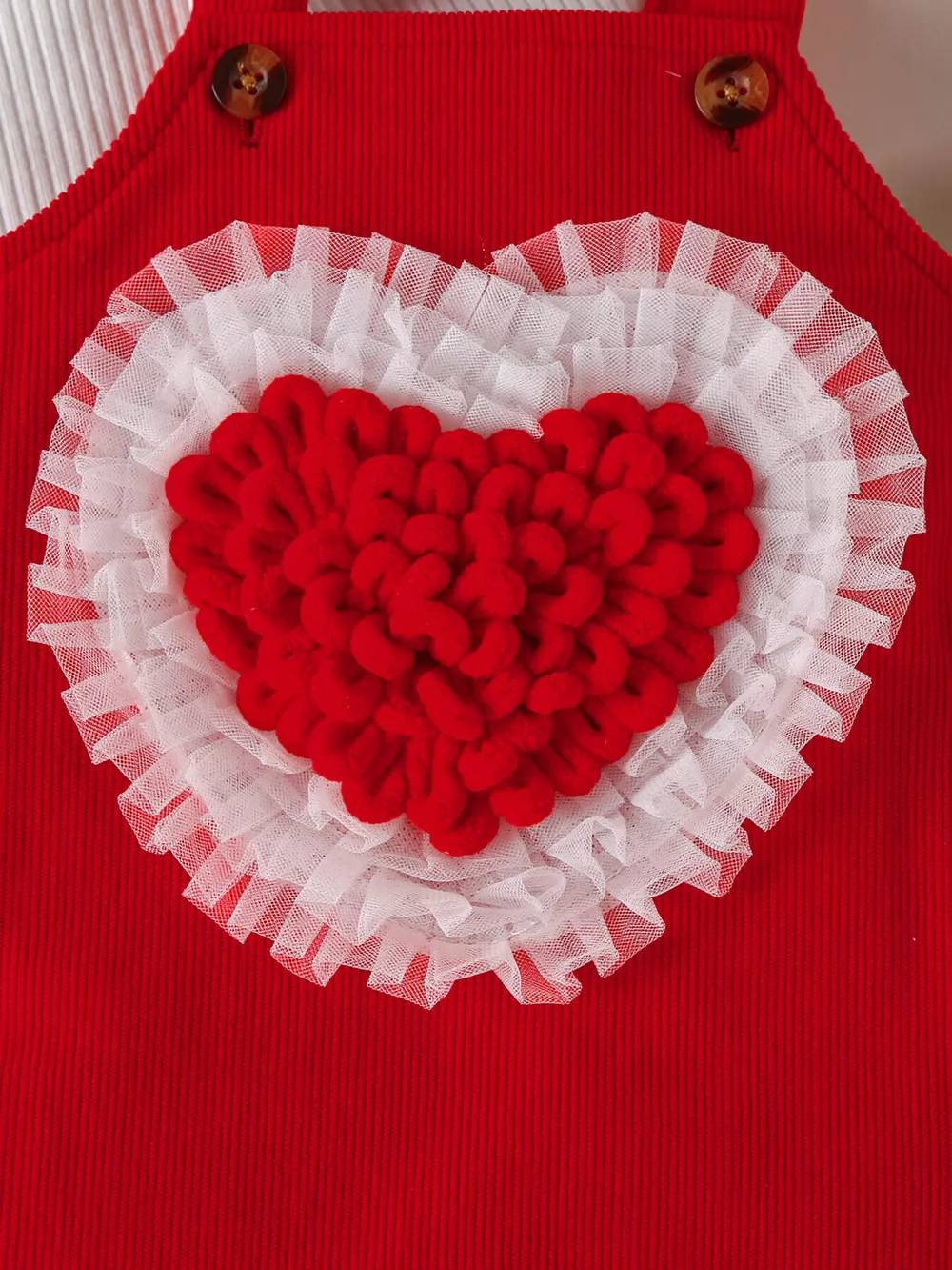 Children's Heart Decor Corduroy Overall Dress & Ribbed Top Set, image 8