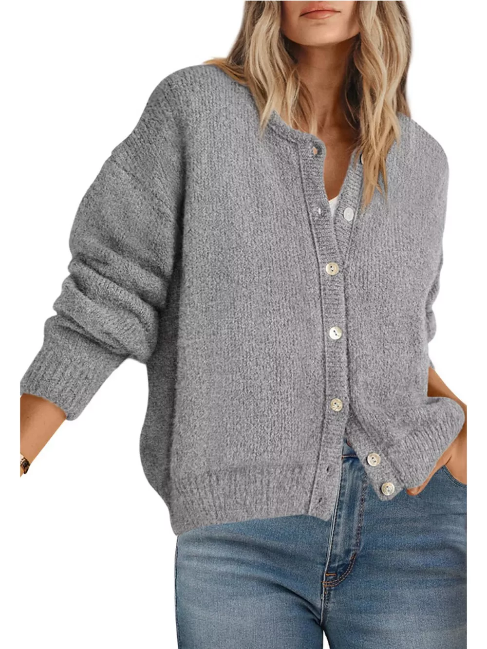 Button-Down Dropped Shoulder Cardigan, image 11
