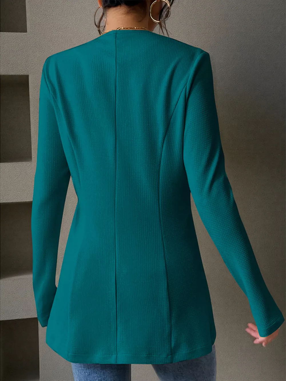 One Button Long Sleeve Blazer, image 32