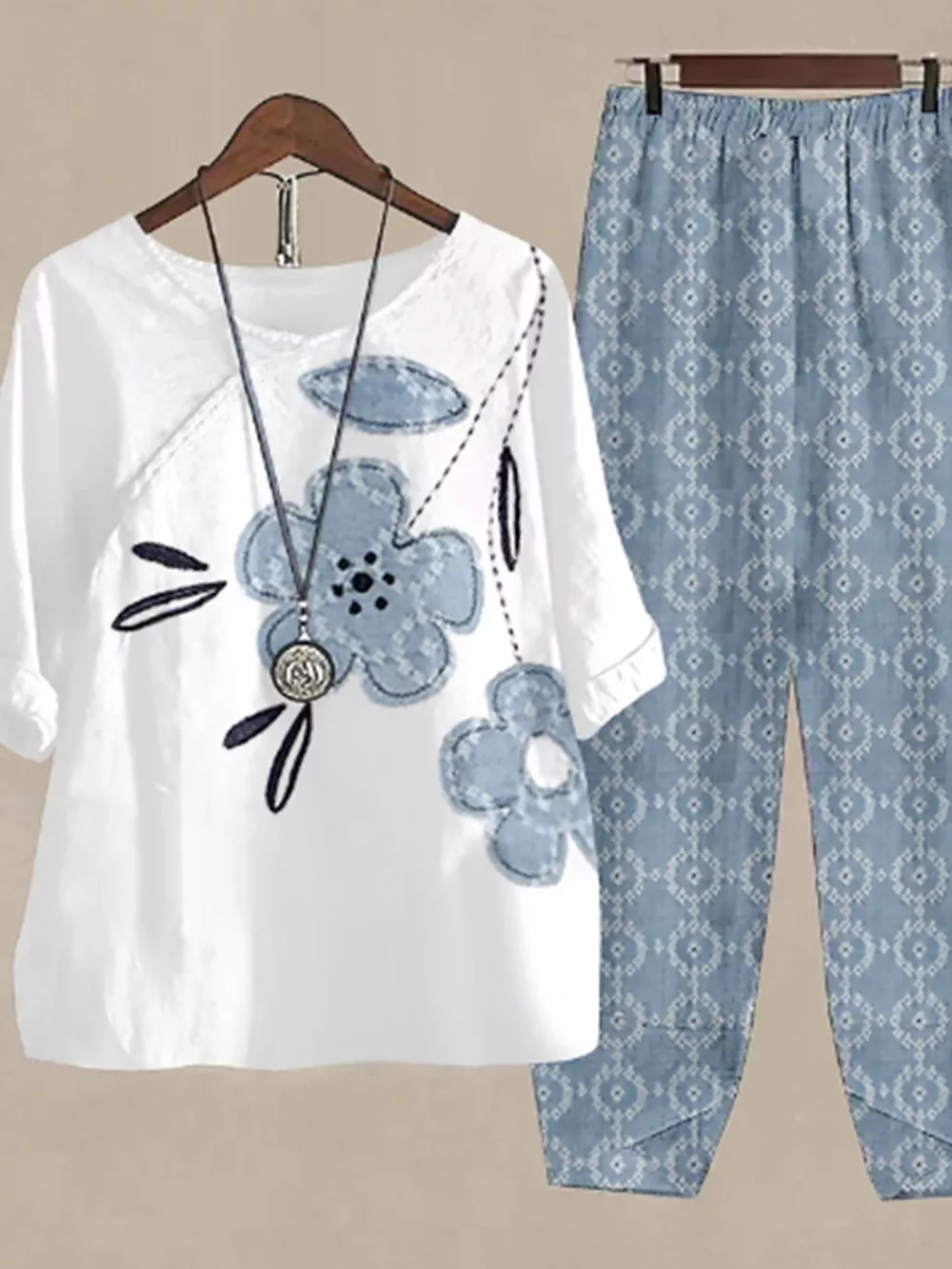 Printed Half Sleeve Top and Pants Set, image 23