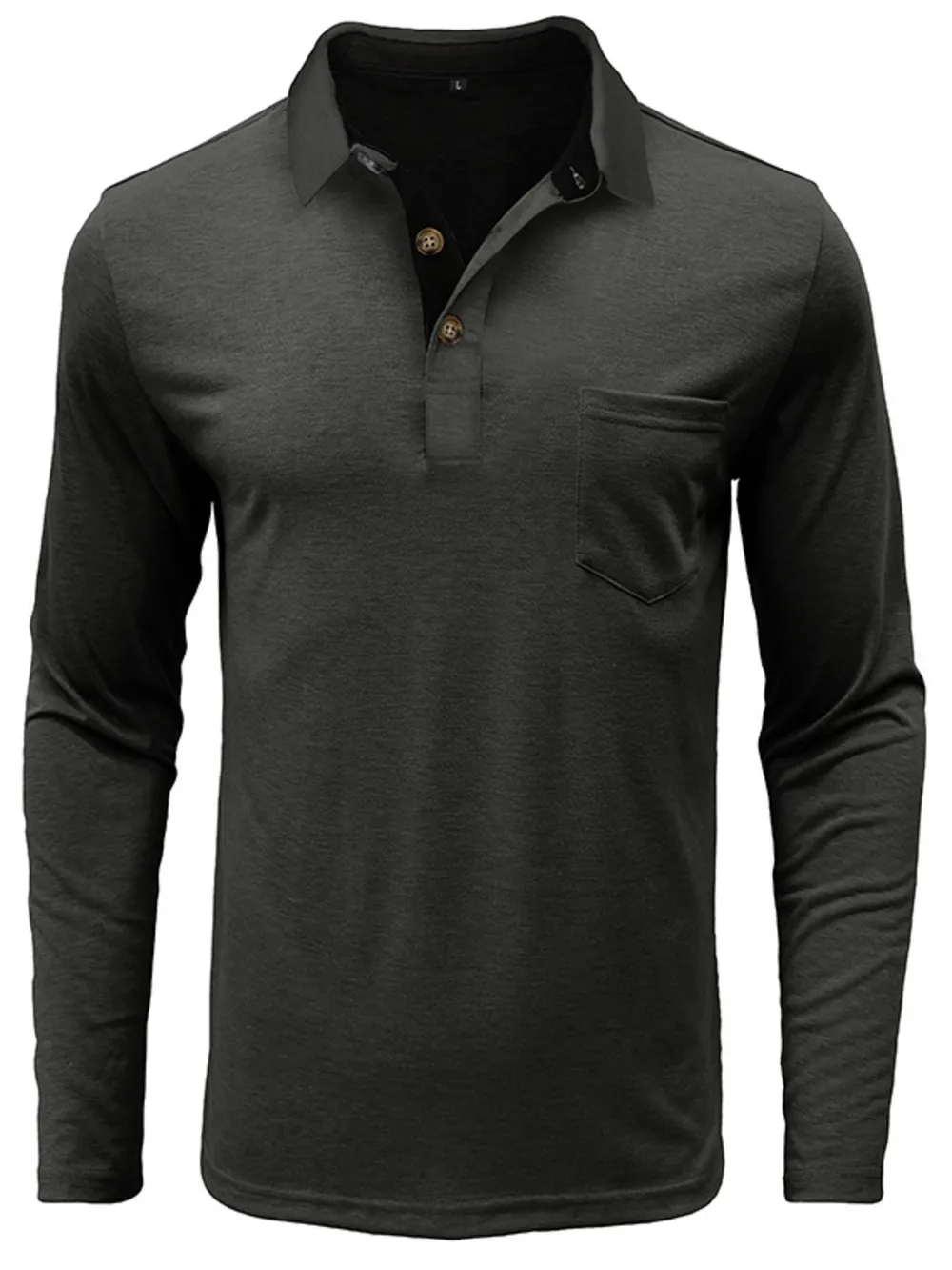 Men's Full Size Button Detail Long Sleeve Polo Plus Size, image 19