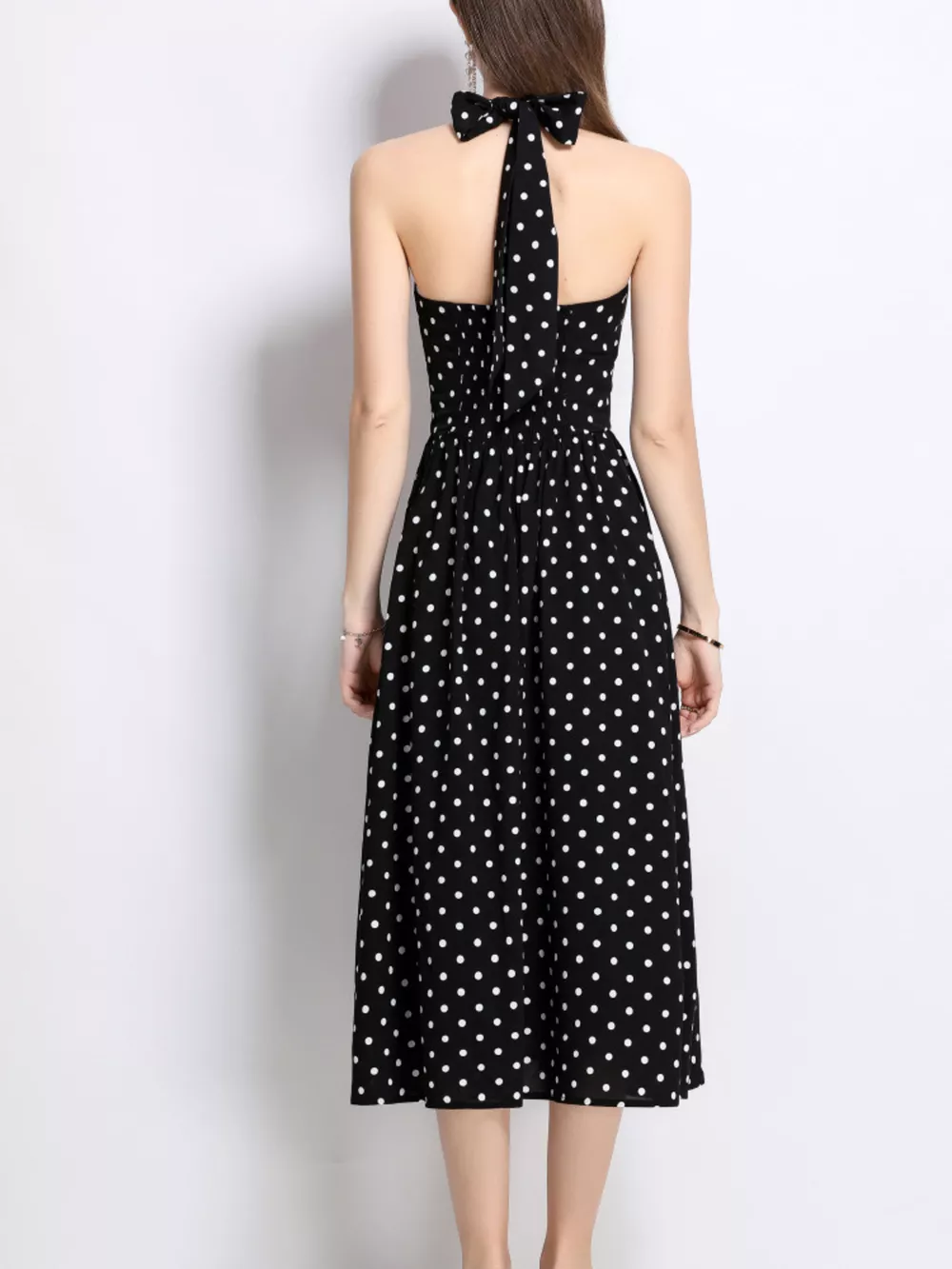 Polka Dot Halter Neck Midi Dress, image 5