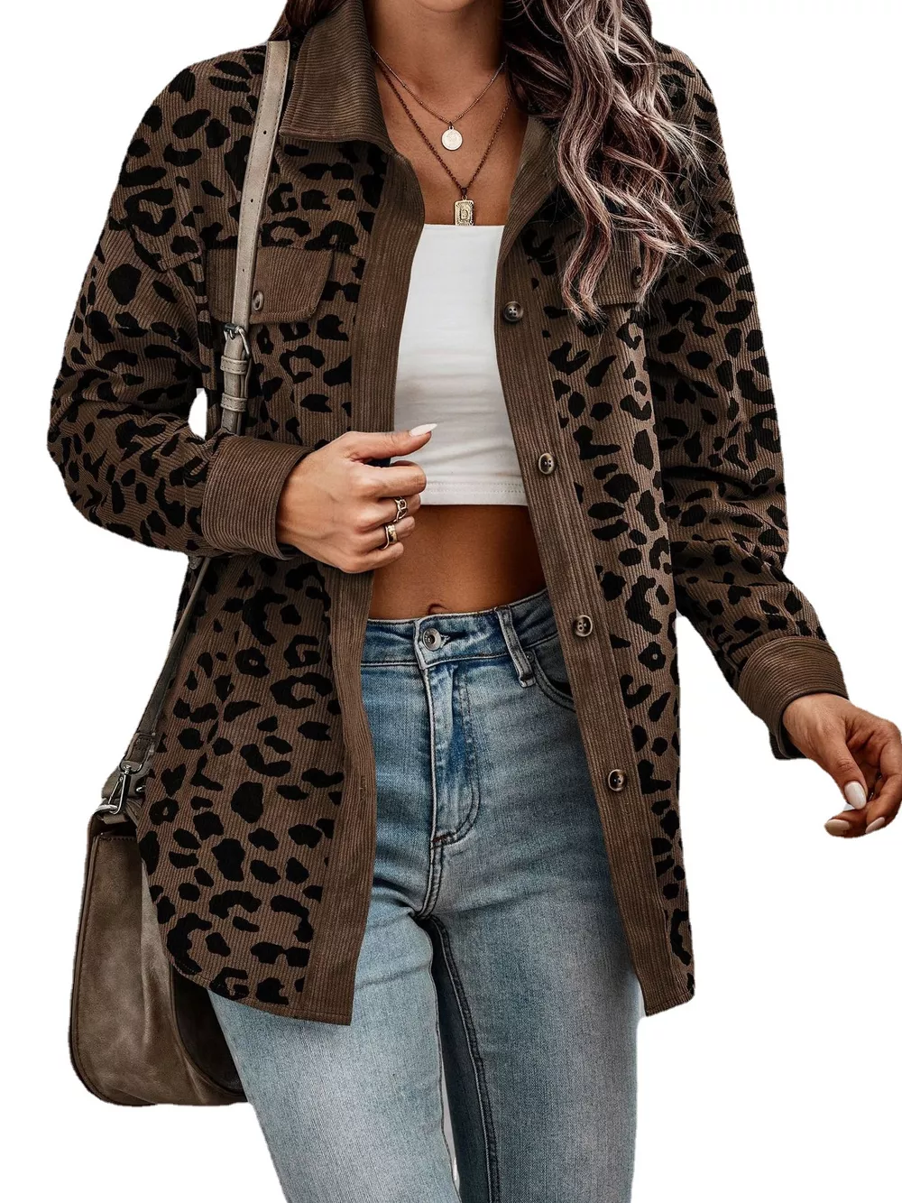 Full Size Leopard Print Button-Down Jacket Plus Size, image 27