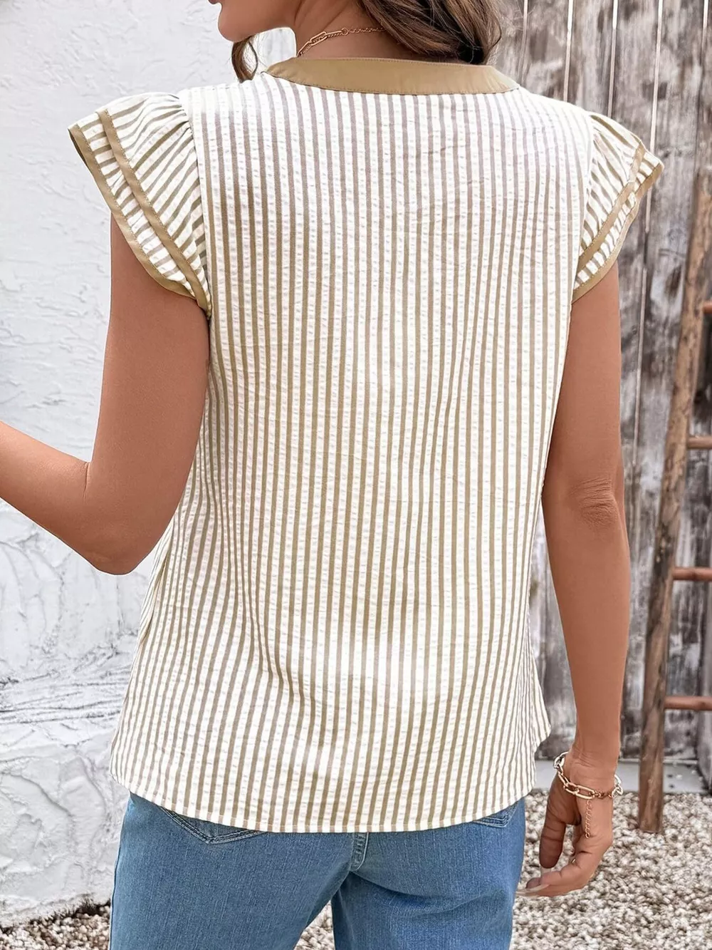 Striped Ruffle Sleeve Blouse, image 23