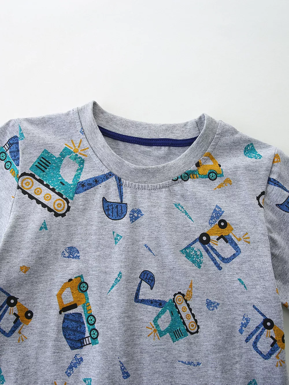 Children's Excavator Print Round Neck T-Shirt, image 3