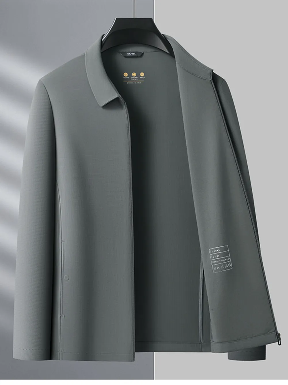 Men's Plus Size Zip Up Long Sleeve Jacket, image 7