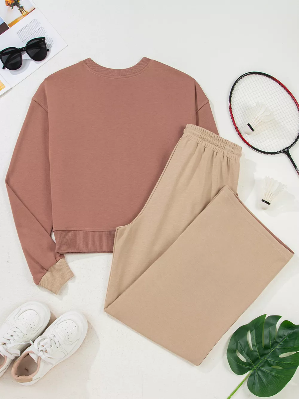 Color Block Long Sleeve Crop Top Drawstring Pant Set, image 11