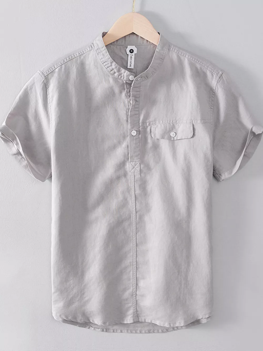 Men's Plus Size Button Detail Short Sleeve Shirt