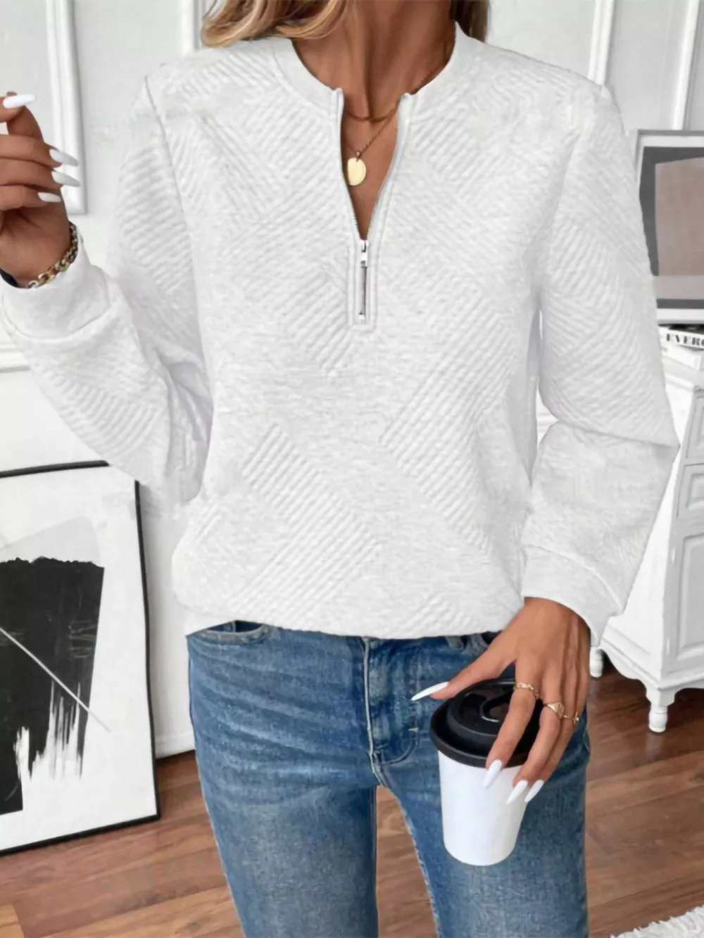 Textured Quarter-Zip Sweatshirt, image 13
