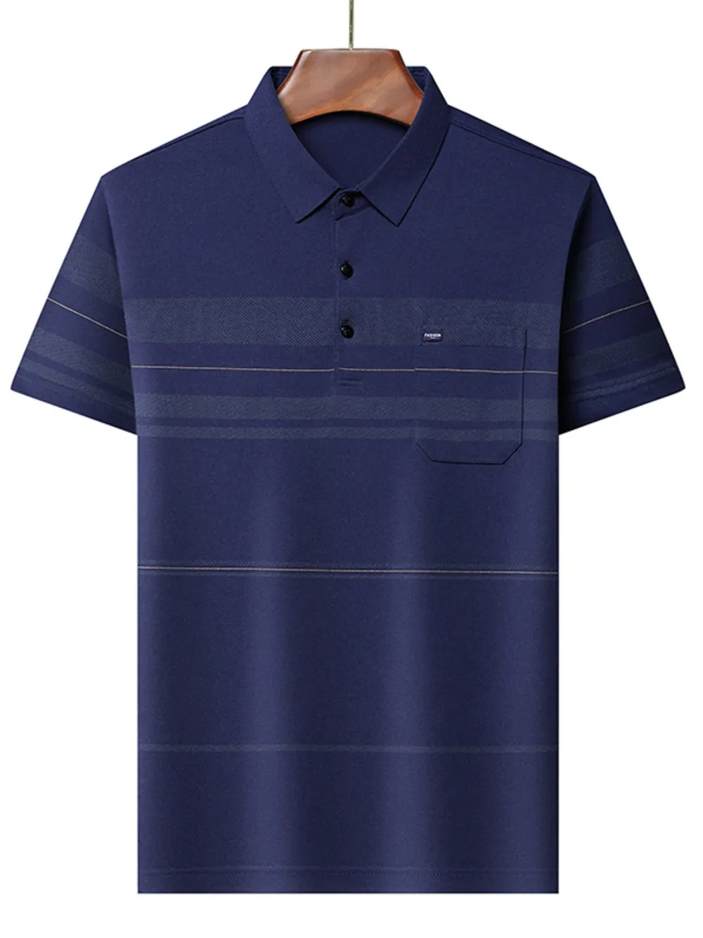 Men's Plus Size Striped Short Sleeve Polo, image 4