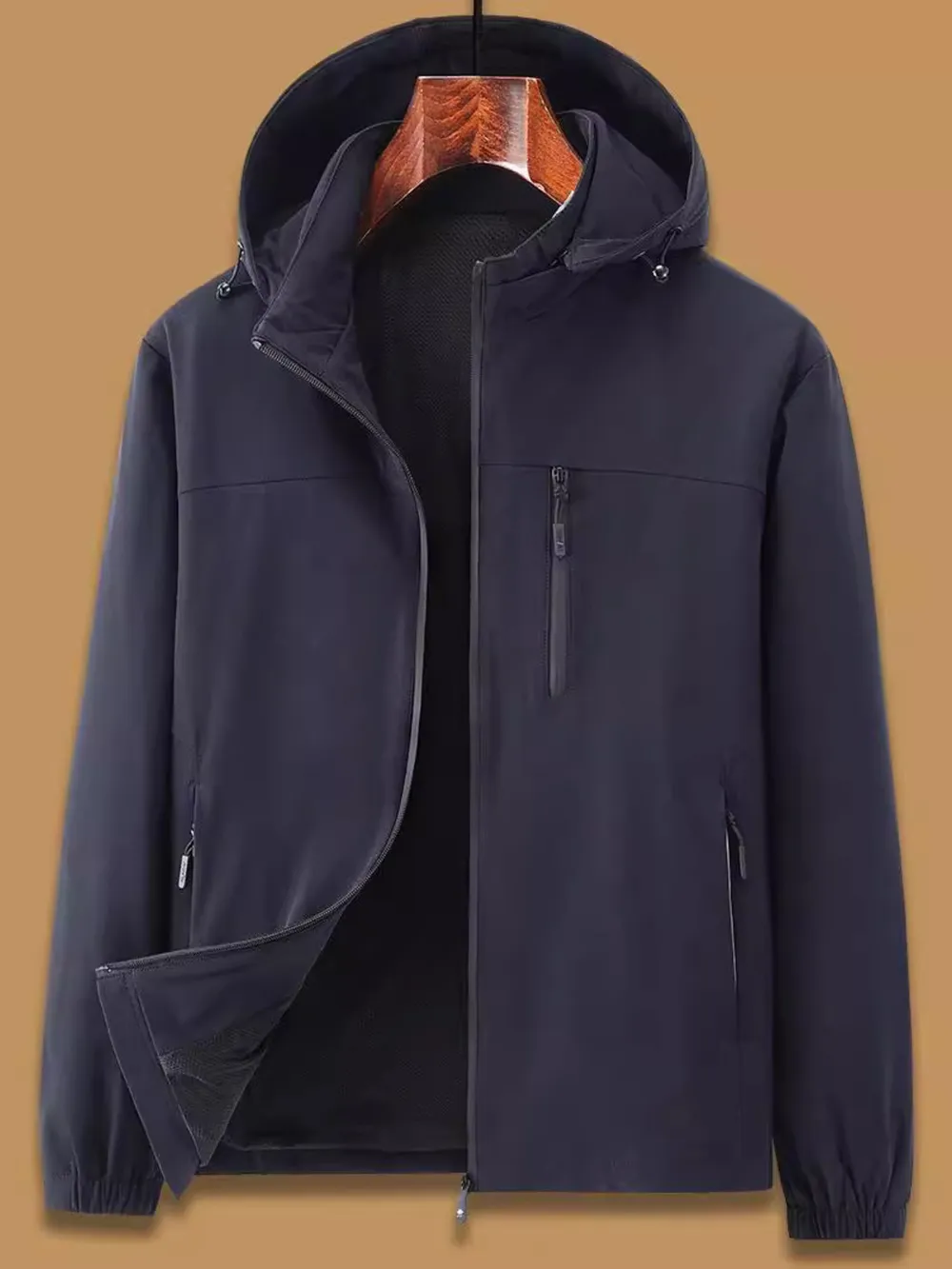 Men's Plus Size Zip Up Long Sleeve Hooded Jacket, image 5