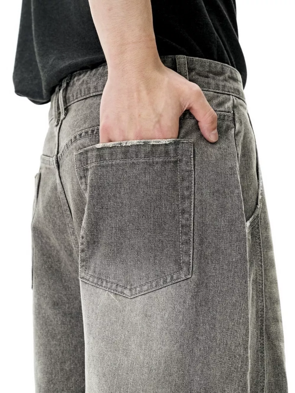 Men's Washed Wide Leg Jeans, image 11