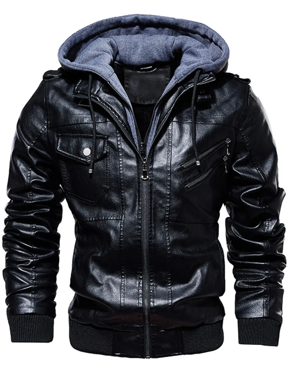 Men's Plus Size Zip Up Drawstring Hooded Jacket, image 4