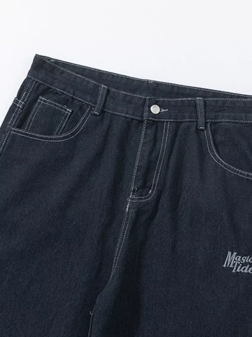 Men's Plaid Pocket Wide Leg Jeans, image 13