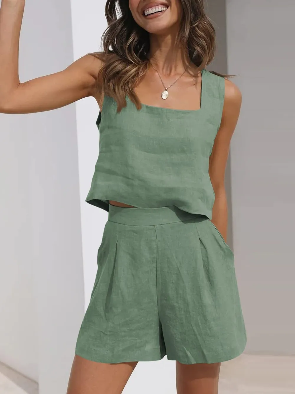 Square Neck Tank and Shorts Set, image 36