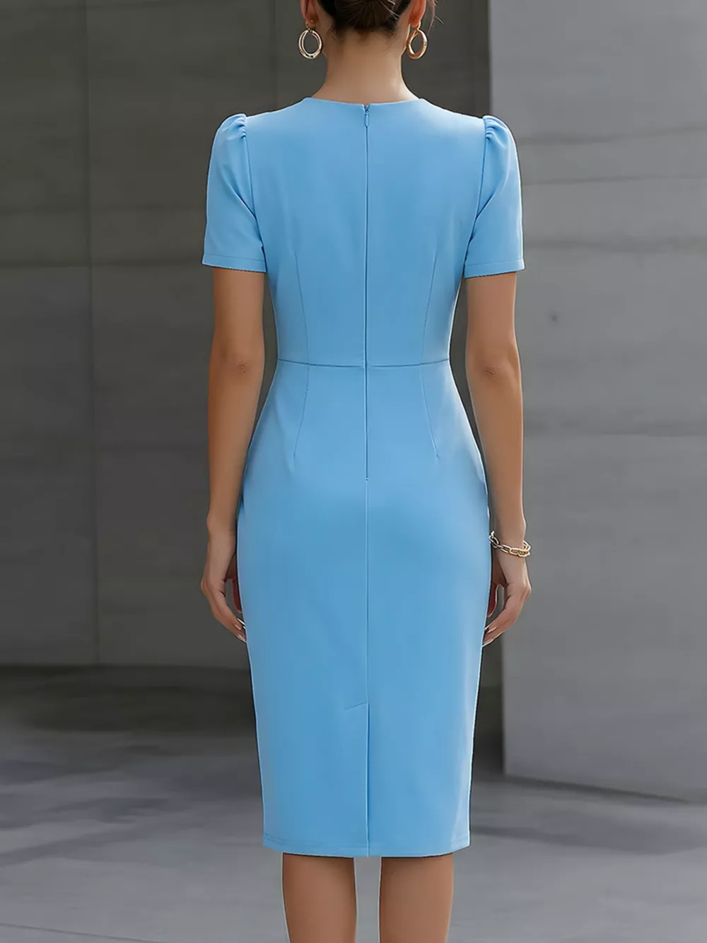 Ruched Short Sleeve Midi Dress, image 5