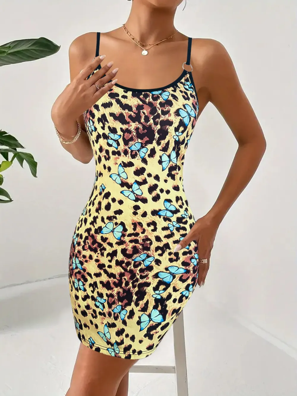 Leopard Print Butterfly Mini Cami Dress, image 7