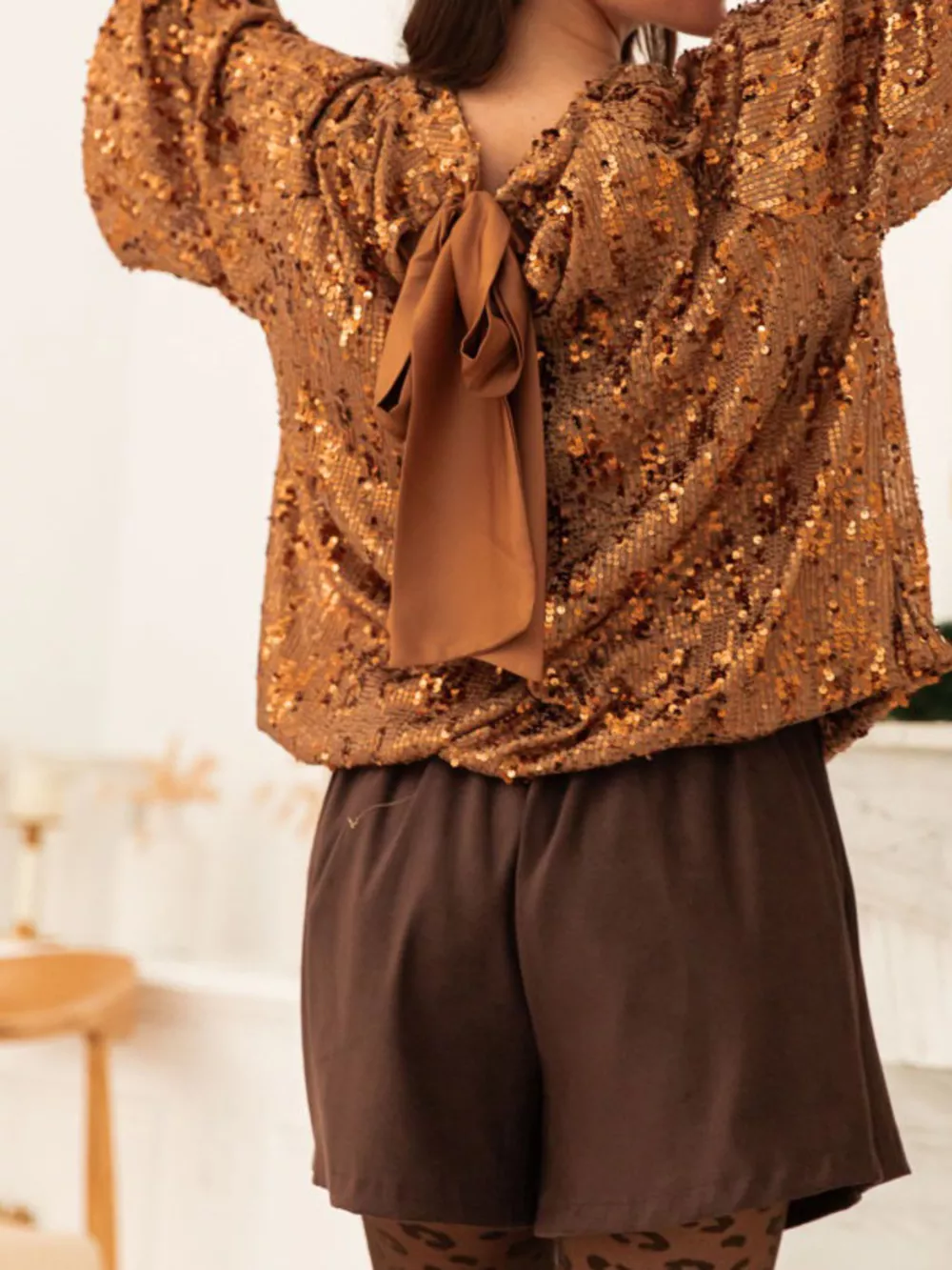 Sequin Embellished Tie-Back Blouse, image 12