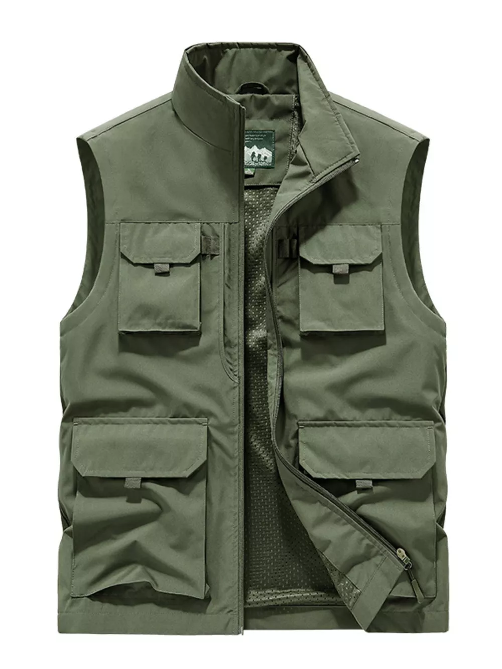 Men's Plus Size Multi-Pocket Zip Up Vest Coat