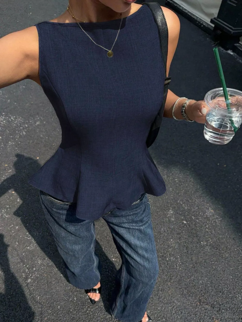 Backless Peplum Tank Top with Bow Tie, image 7