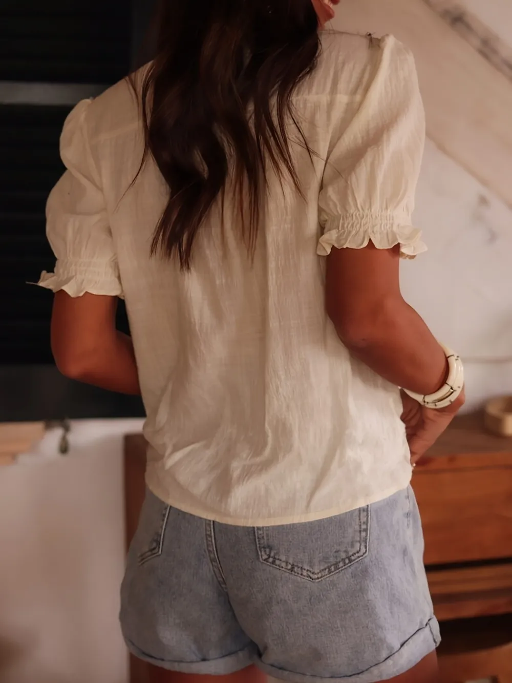 Embroidered Puff Sleeve Blouse, image 5
