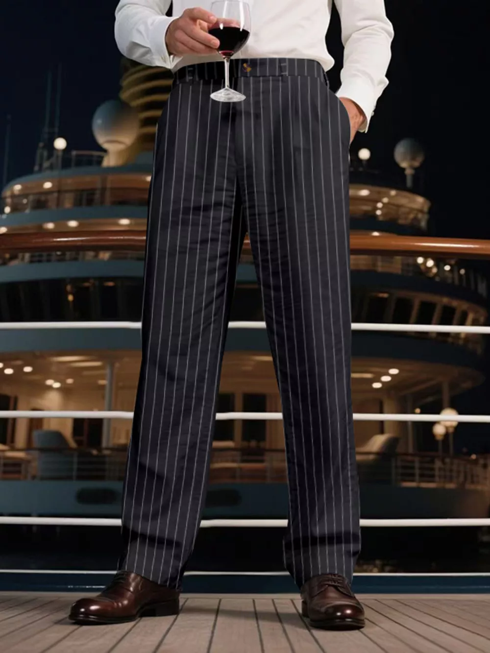 Men's Full Size Striped Wide Leg Pant Plus Size