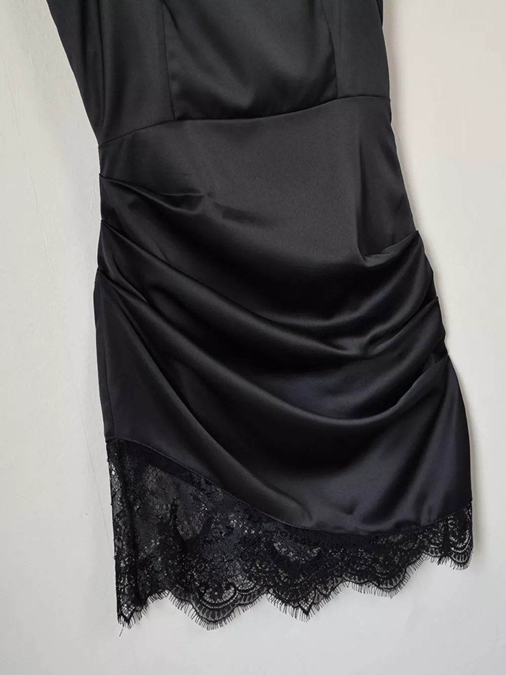 Satin Mini Dress with Lace Detachable Cape, image 13