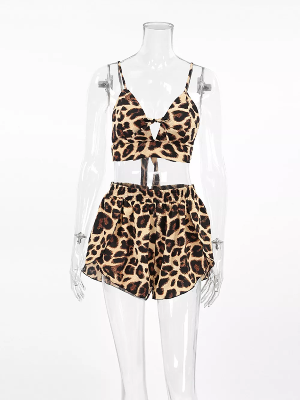 Leopard Cami & Cardigan and Shorts Three-Piece Lounge Set, image 8