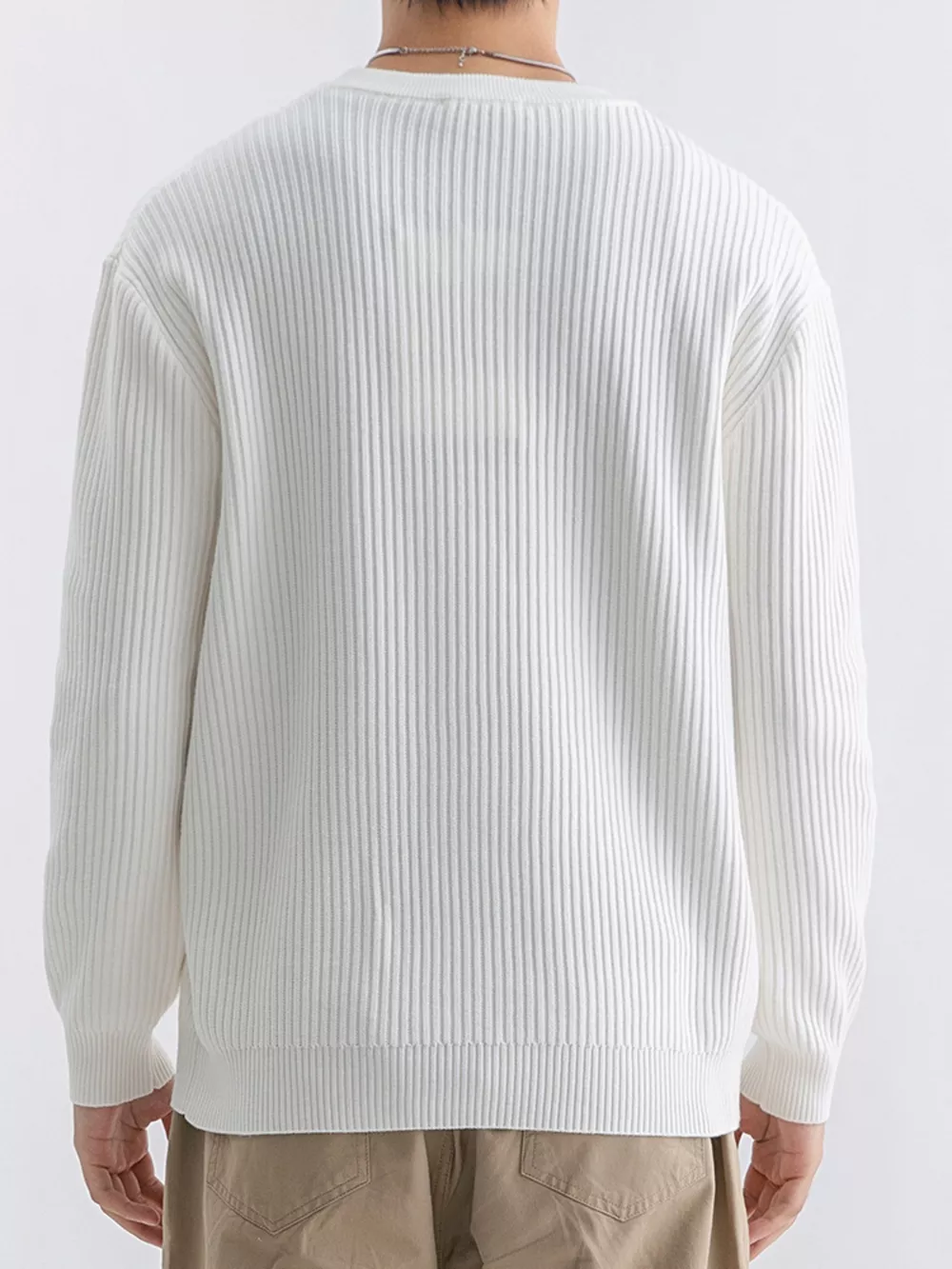 Men's Plus Size Ribbed Knit Crew Neck Sweater, image 4