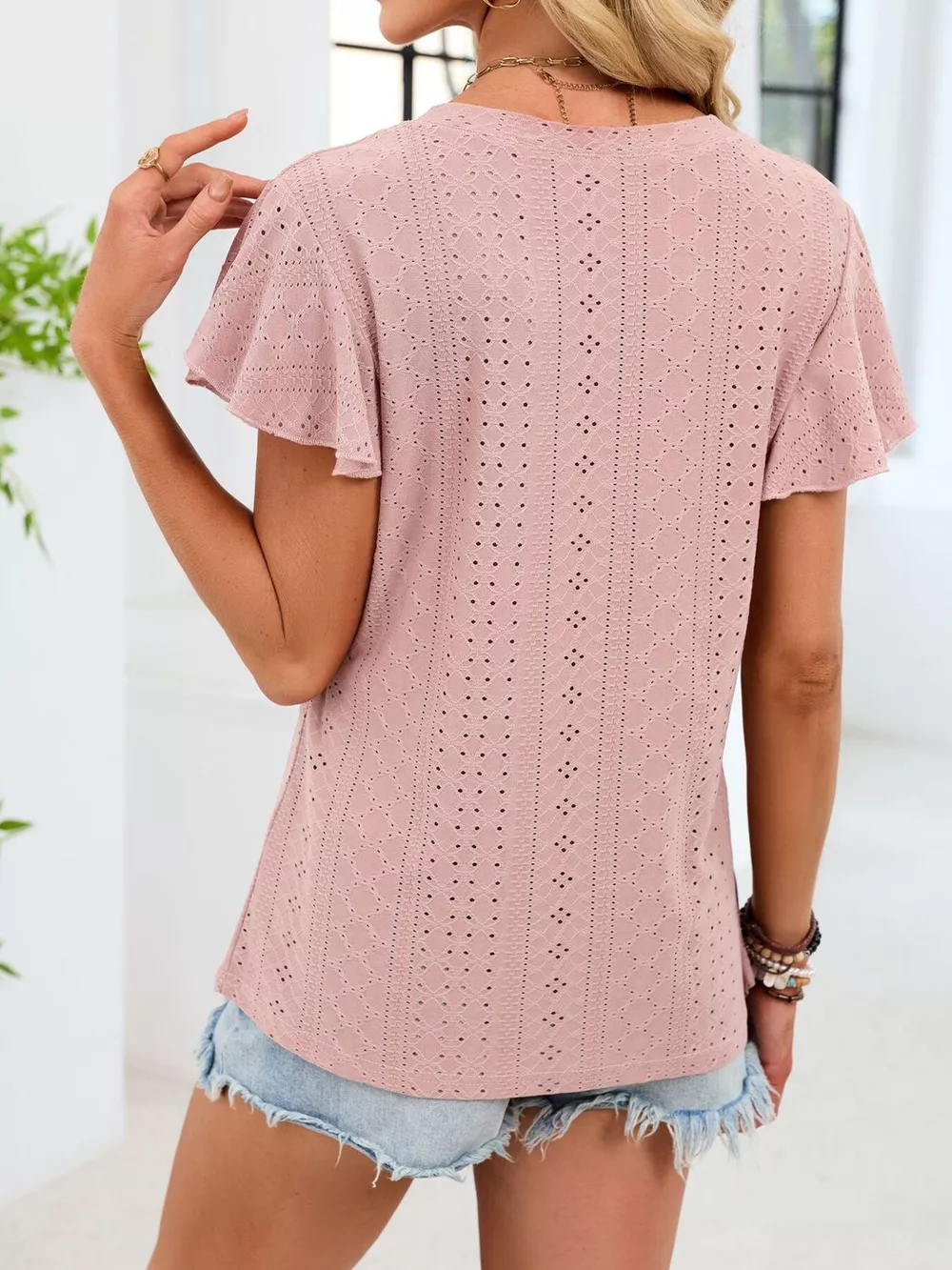 V-Neck Flutter Sleeve T-Shirt, image 16