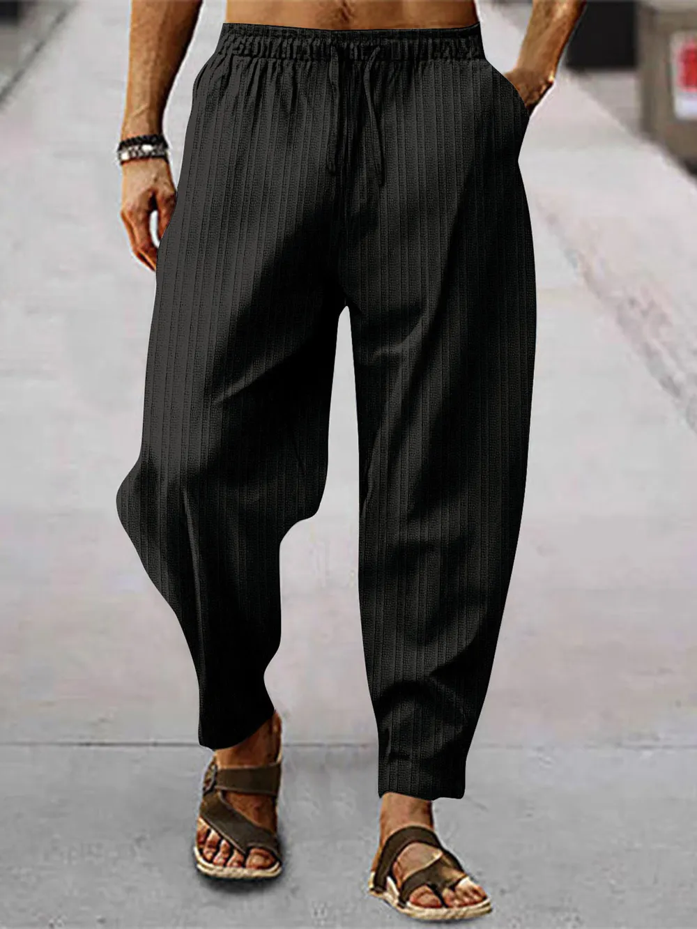 Men's Full Size Relaxed Fit Drawstring Pants Plus Size, image 3