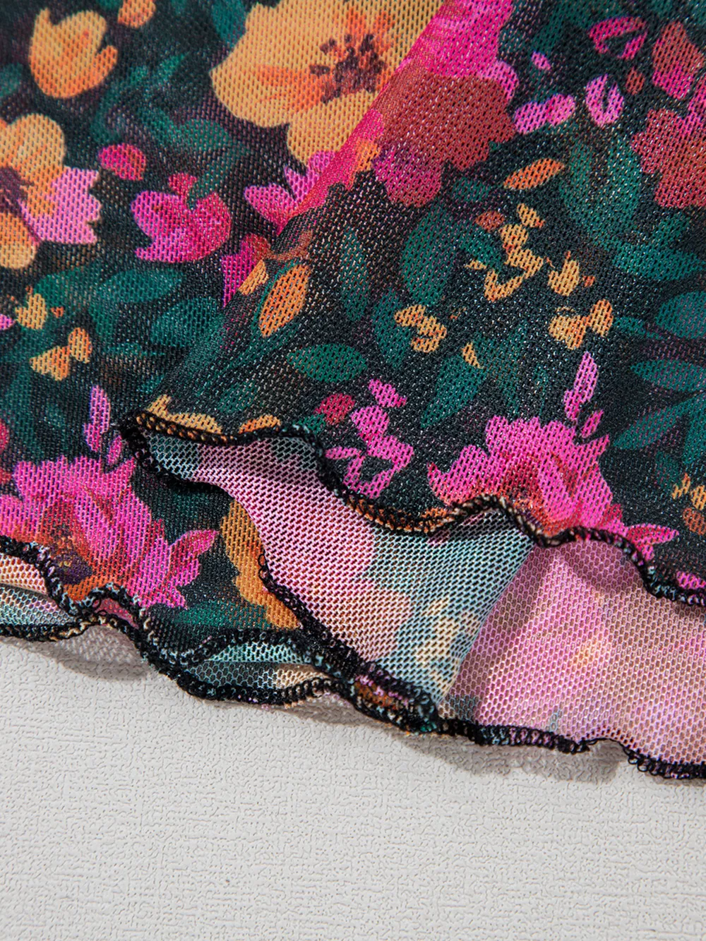 Floral Print Mock Neck Short Sleeve Top, image 8