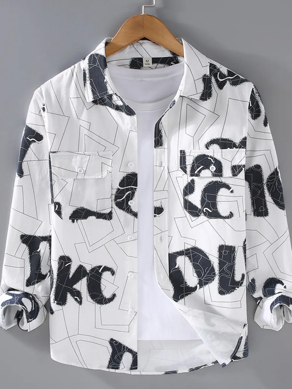 Men's Plus Size Printed Button Up Shirt, image 3