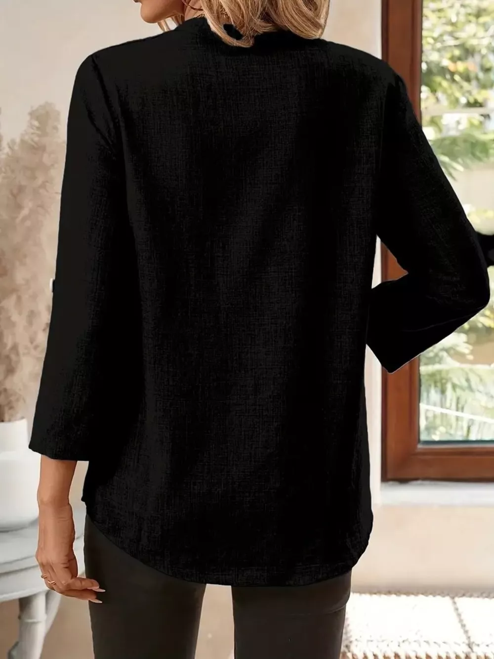 Roll-Up Sleeve Notched Blouse, image 21