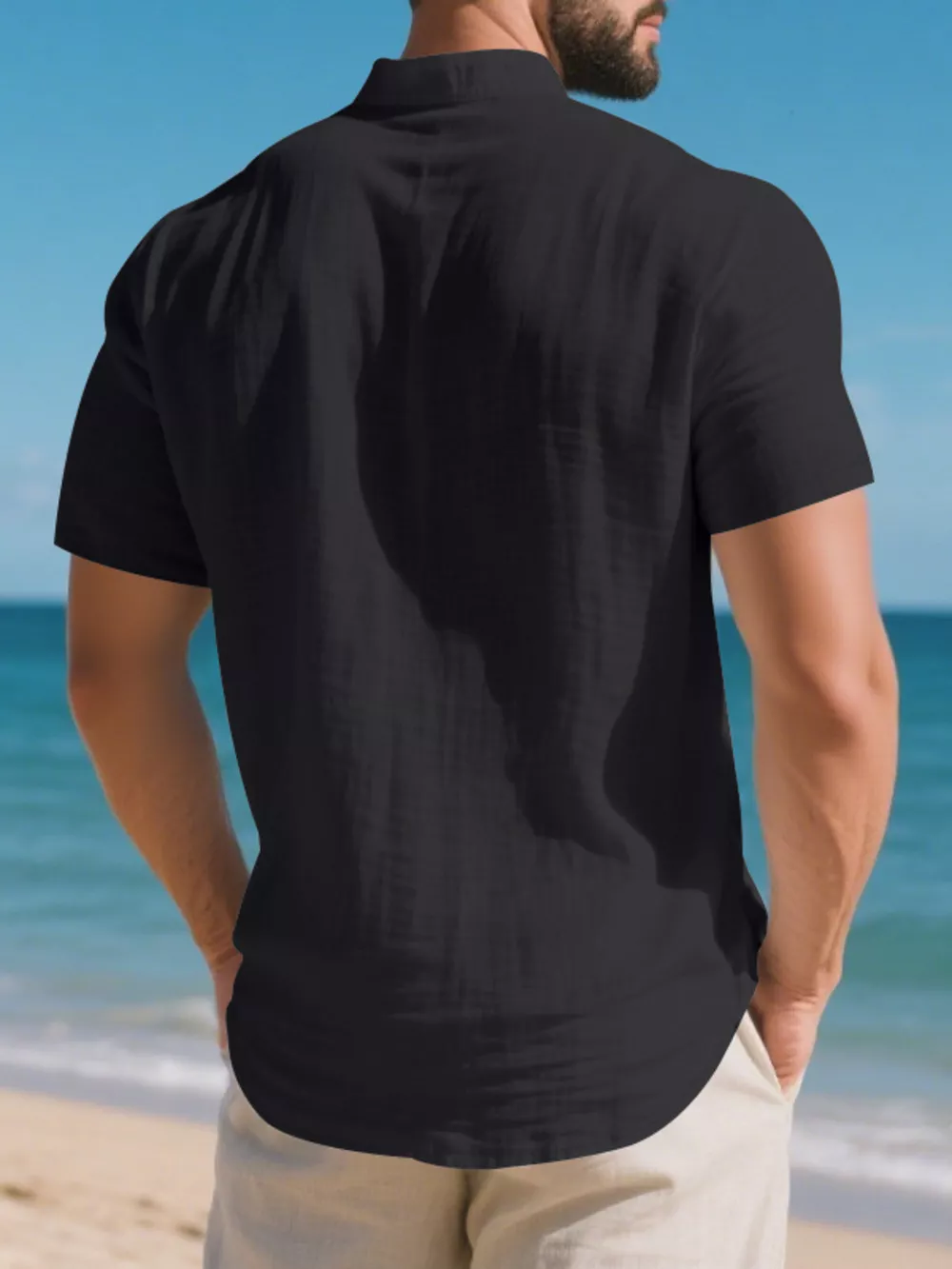 Men's Full Size Button Detail Short Sleeve Shirt Plus Size, image 6