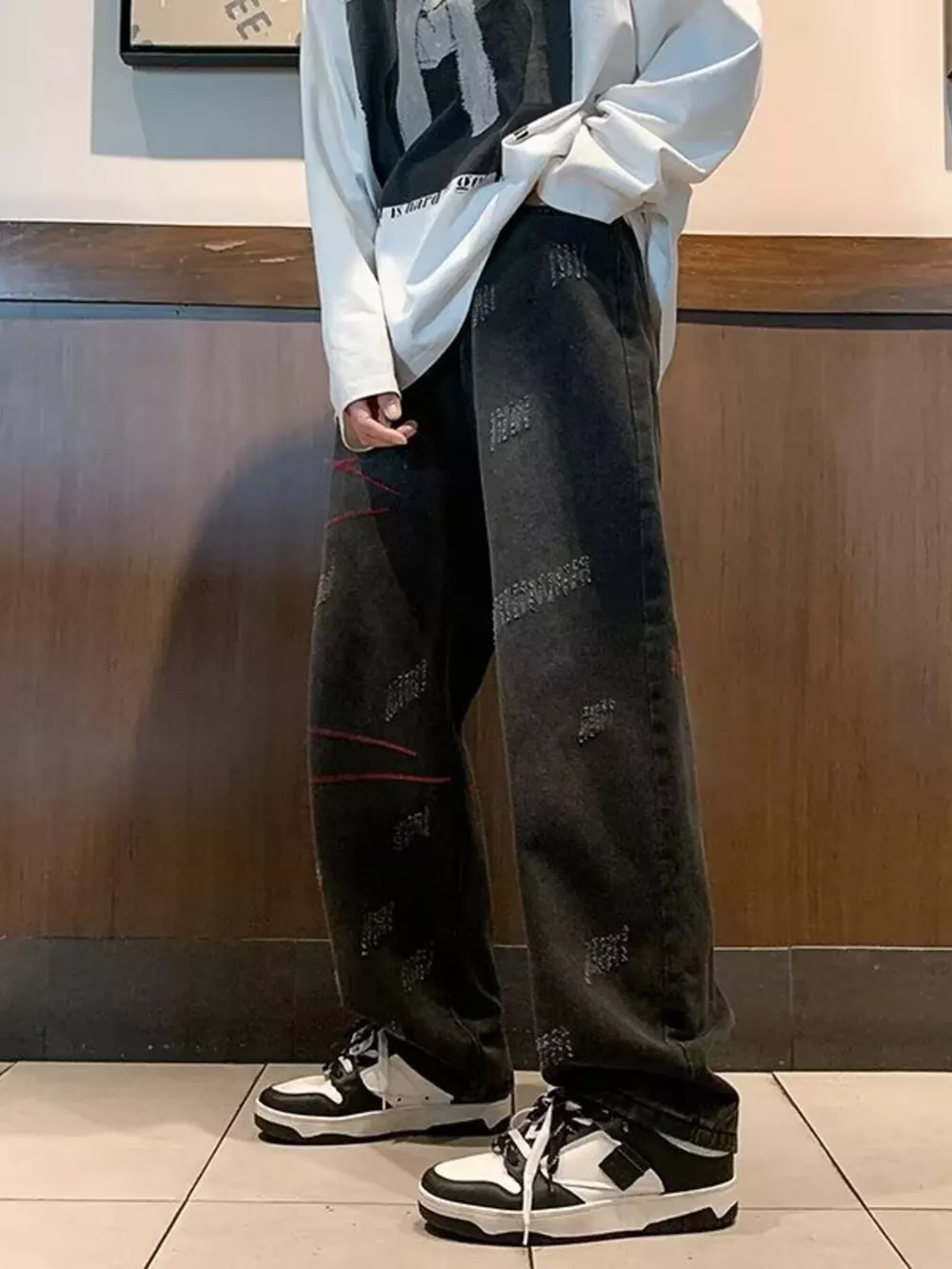 Men's Full Size Washed Wide Leg Jeans Plus Size, image 9
