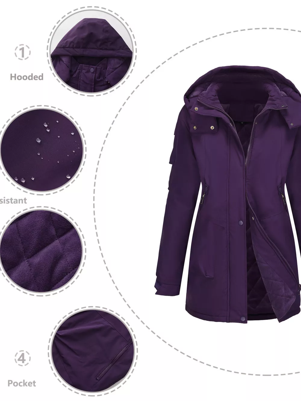 Full Size Hooded Mid-Length Windproof Outerwear Plus Size, image 6