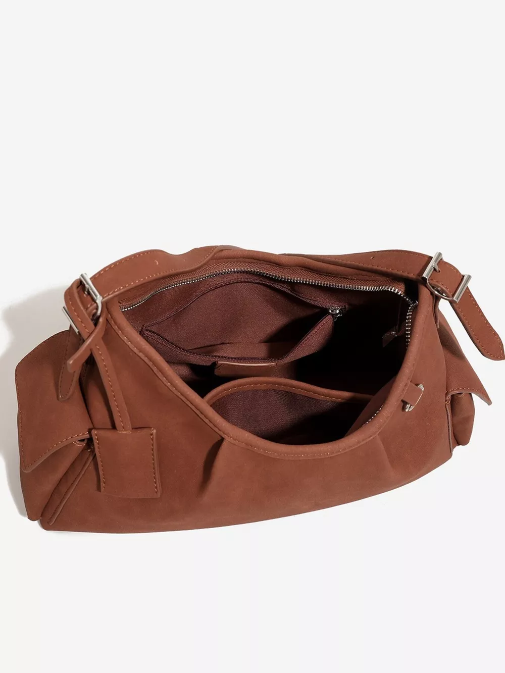 Suede Ruched Shoulder Bag, image 6