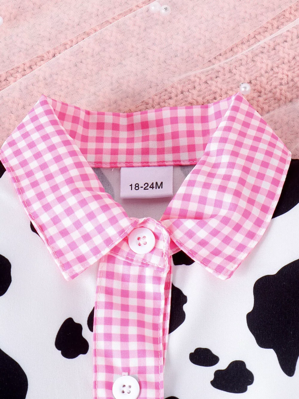 Children's Cow Print Ruffle Trim Top and Denim Shorts Set, image 5