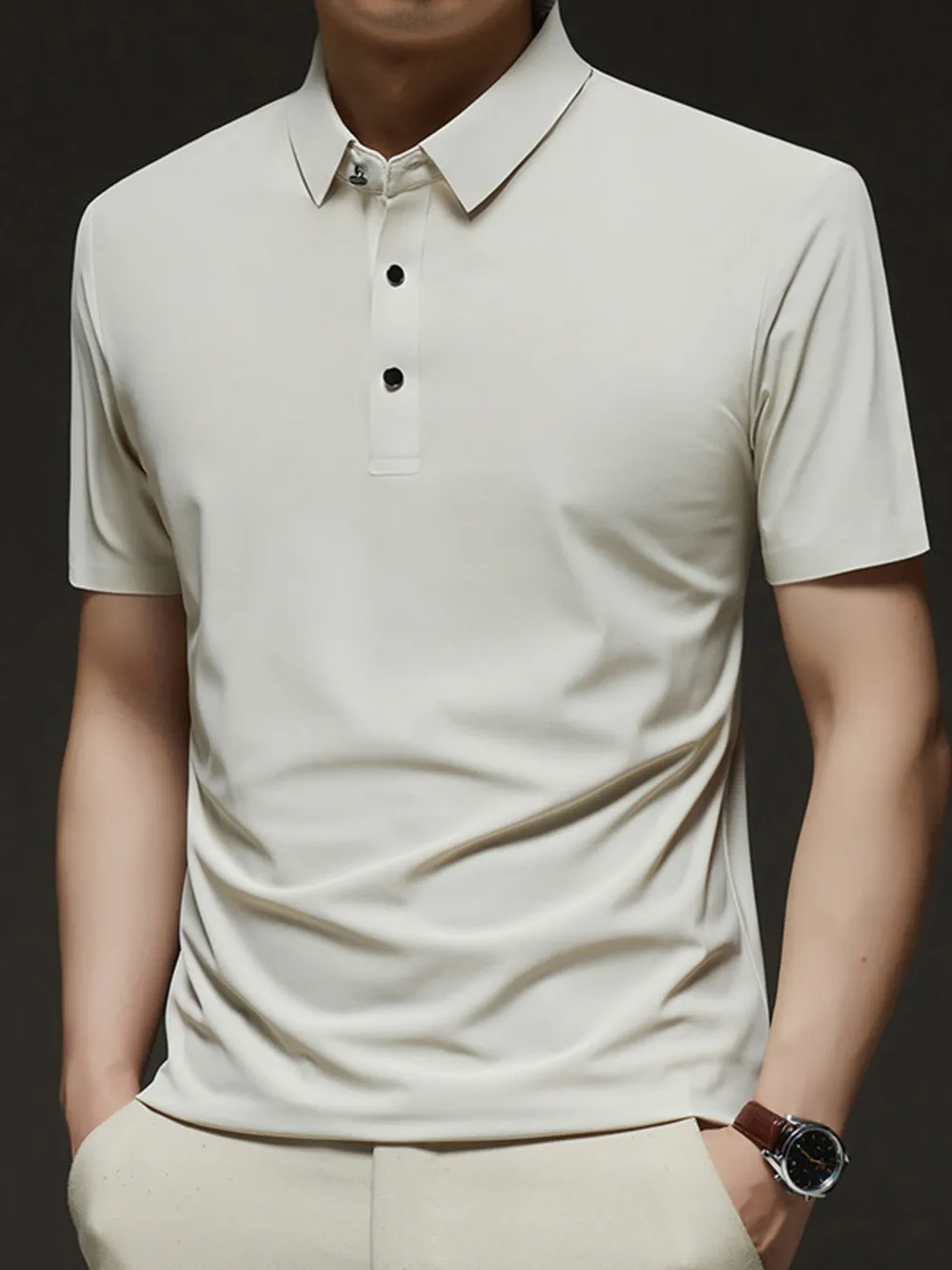 Men's Plus Size Button Detail Short Sleeve Polo, image 2