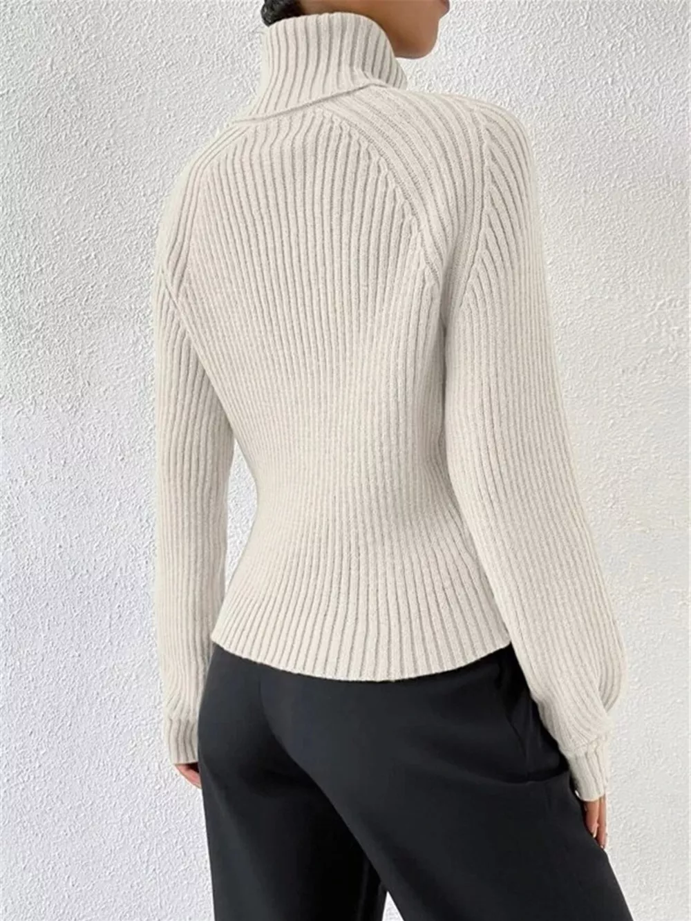 Ribbed Knit Turtleneck Sweater, image 15