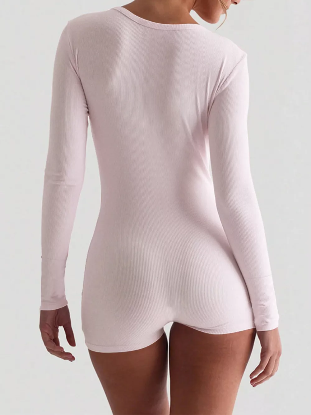 Ribbed Knit Long Sleeve Romper, image 9