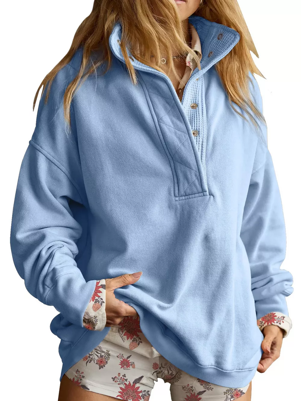 Half Snap Dropped Shoulder Sweatshirt, image 5