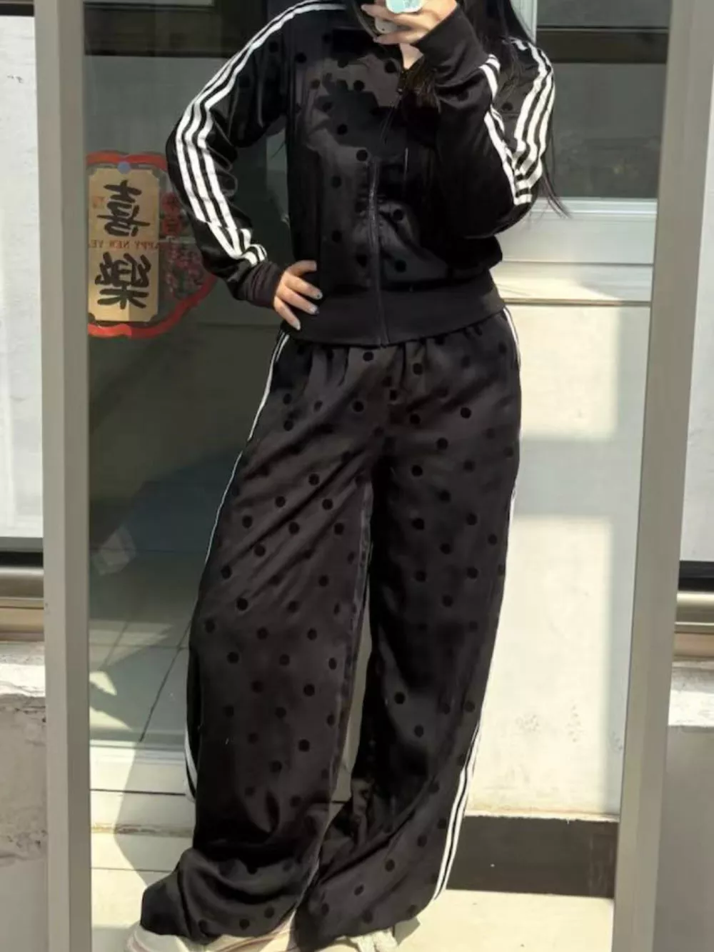 Polka Dot Side Striped Outerwear and Pants Set, image 21
