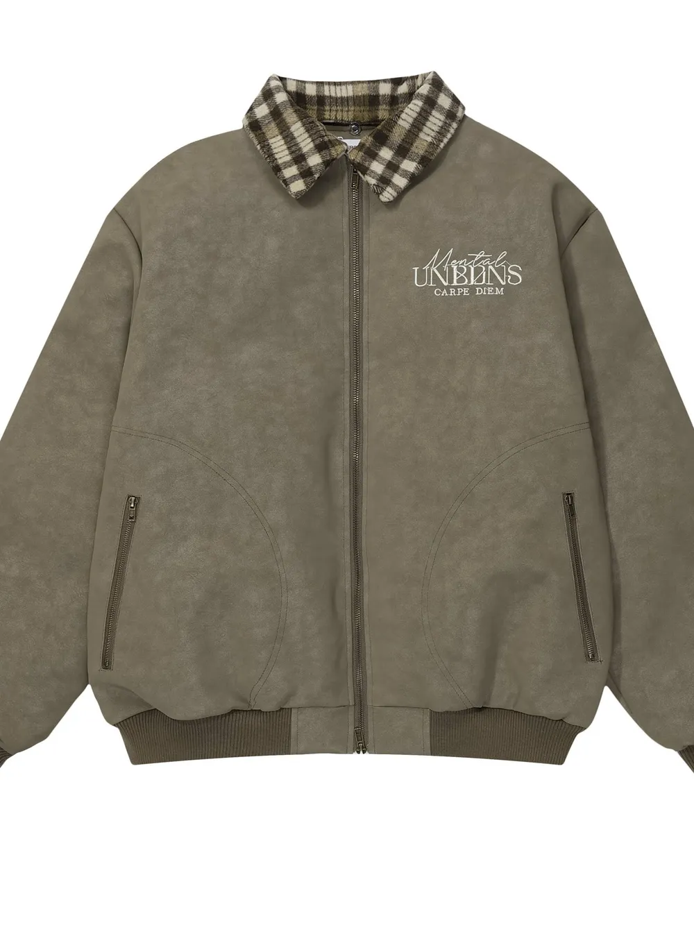 Men's Plaid Collar Detail Zip Up Jacket, image 4