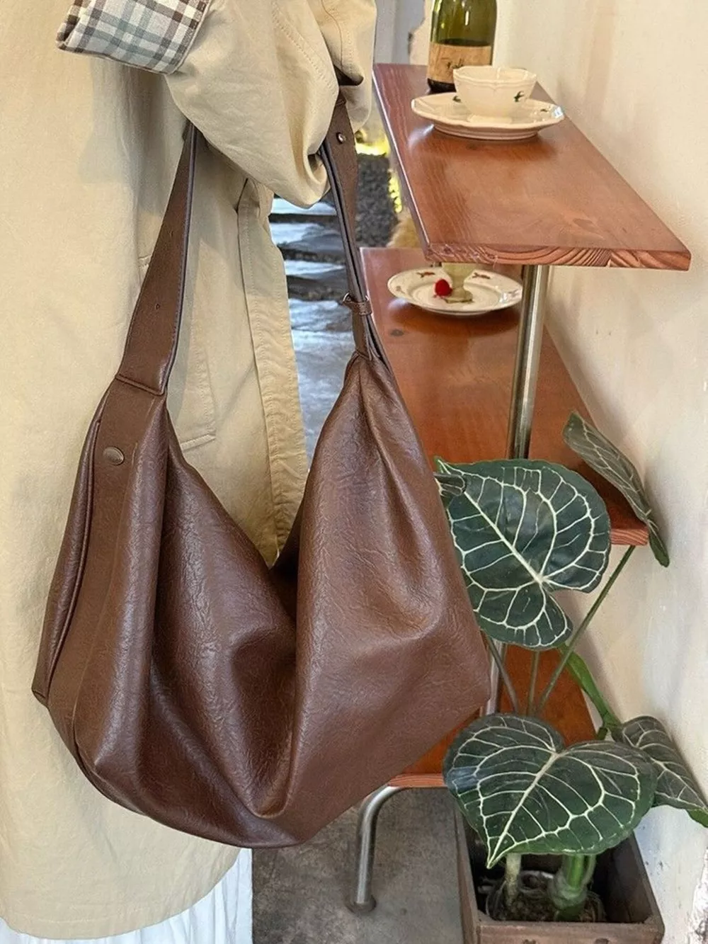 Large Capacity Faux Leather Tote Bag, image 4